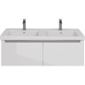 Тумба LEMARK BUNO MINI 125 см под 2 раковины, подвесная, 2 ящика, белый глянец LM05BM125T