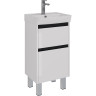Тумба LEMARK COMBI 45 см под раковину, подвесная/напольная, 2 ящика, планки-чёрный; корпус/фасад белый глянец LM03C45T-black